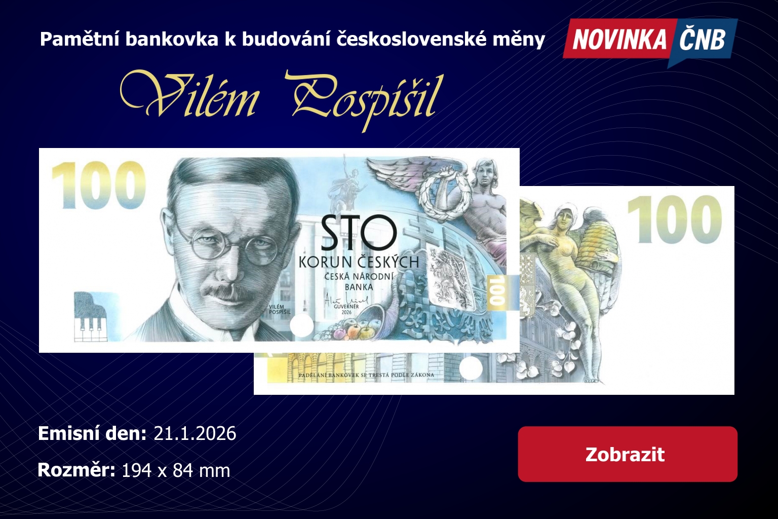 Pamětní bankovka ČNB 2026