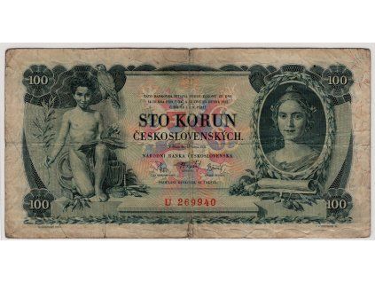 ČESKOSLOVENSKO. 100 korun 1931. Série U. Nov. 23a.