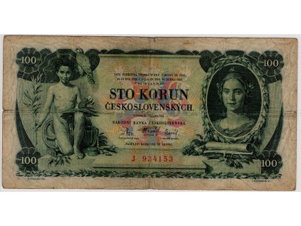 ČESKOSLOVENSKO. 100 korun 1931. Série J. Nov. 23a.