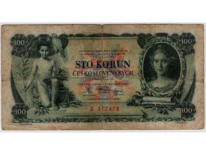 ČESKOSLOVENSKO. 100 korun 1931. Série J. Nov. 23a.