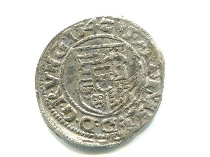 UHRY. Ferdinand I. Denár 1542/KB.