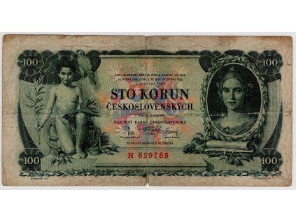 ČESKOSLOVENSKO. 100 korun 1931. Série H. Nov. 23a.