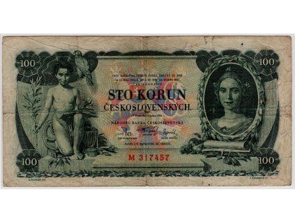 ČESKOSLOVENSKO. 100 korun 1931. Série M. Nov. 23a.