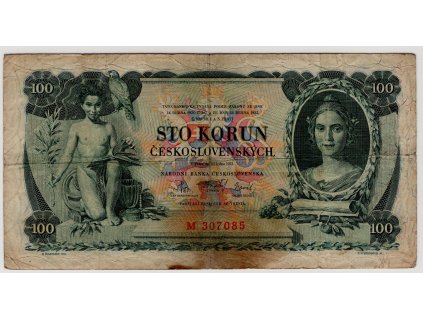 ČESKOSLOVENSKO. 100 korun 1931. Série M. Nov. 23a.
