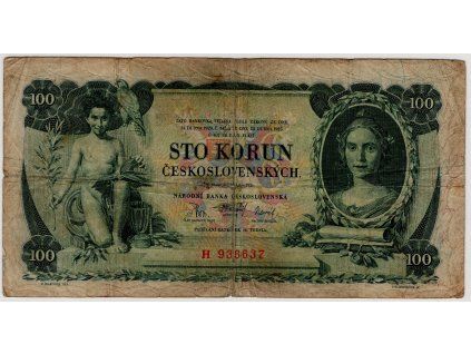 ČESKOSLOVENSKO. 100 korun 1931. Série H. Nov. 23a.