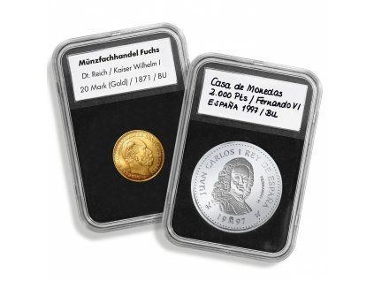 Kapsle QUICKSLAB, na mince do Ø 41 mm, průhledné, s černou pěnou - 5 kusů v balení