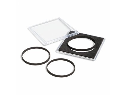 Kapsle QUADRUM XL, na mince do Ø 42 až 58 mm, průhledné, s černou pěnou - 5 kusů v balení