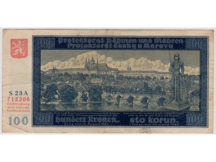 Protektorát Čechy a Morava. 100 korun 1940. Série A 23. Nov. 38a.